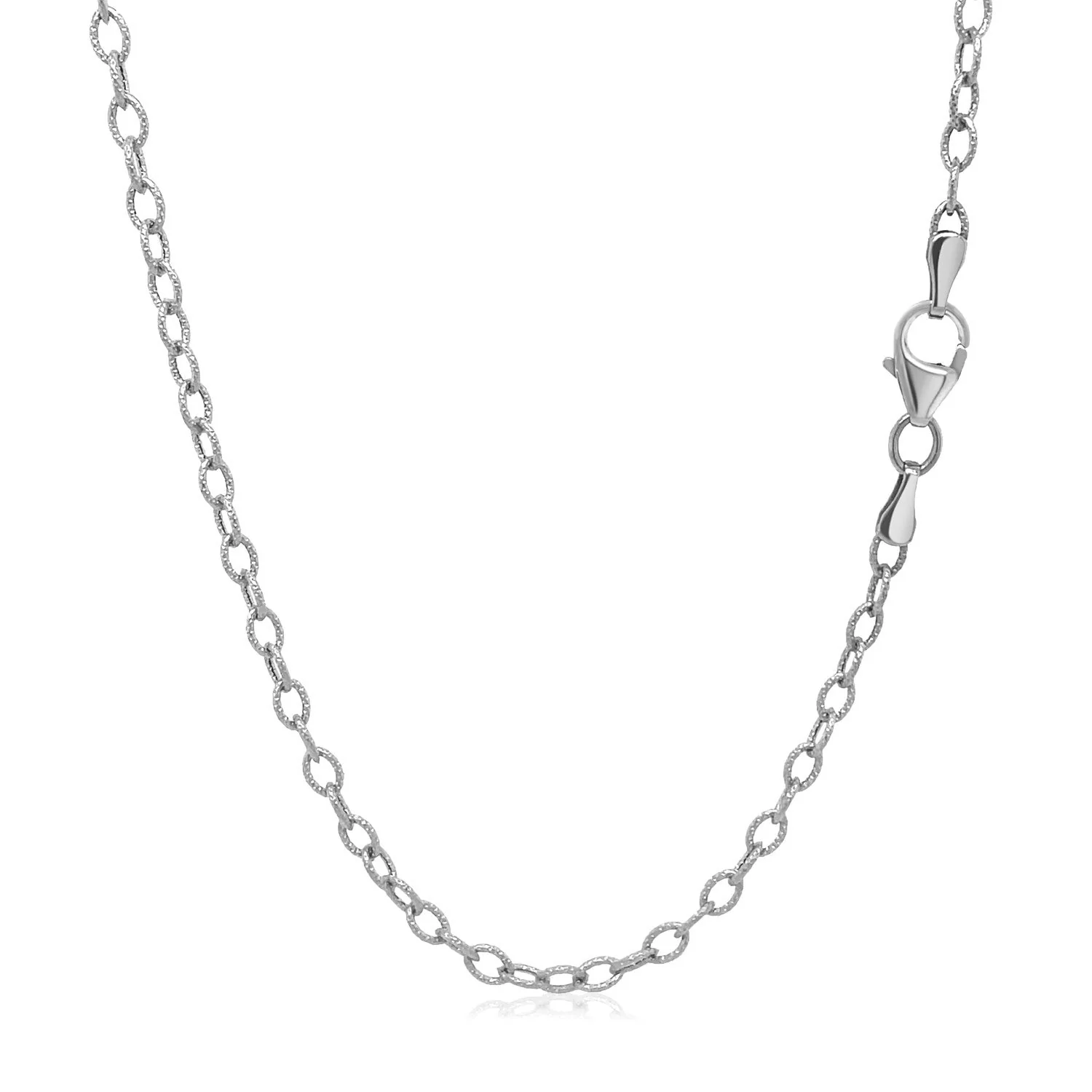 2.5mm 14k White Gold Pendant Chain with Textured Links - Image 9