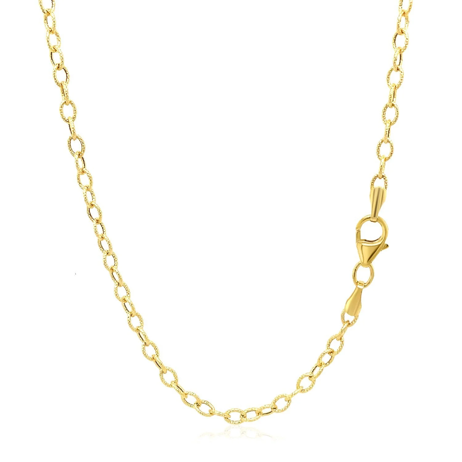 2.5mm 14k Yellow Gold Pendant Chain with Textured Links - Image 3