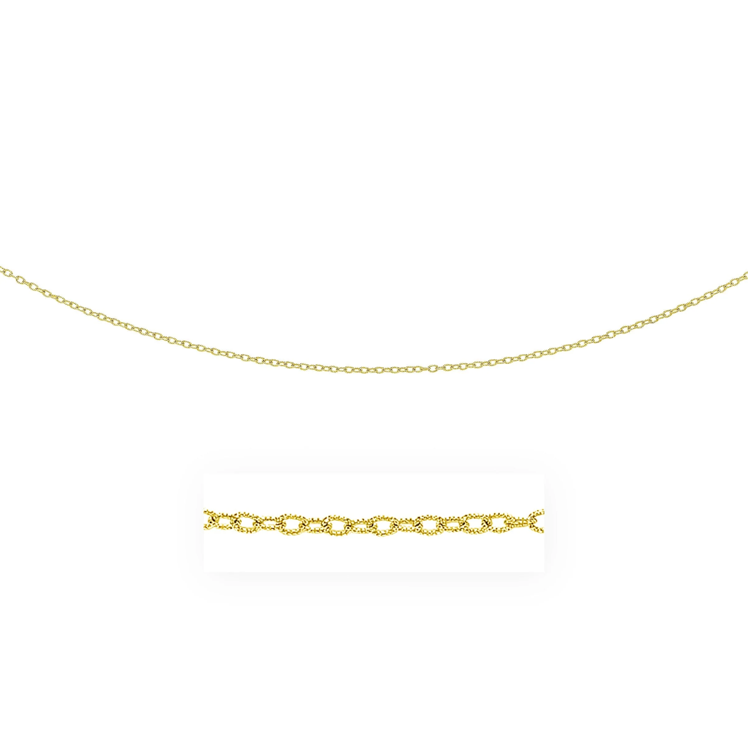 2.5mm 14k Yellow Gold Pendant Chain with Textured Links - Image 7
