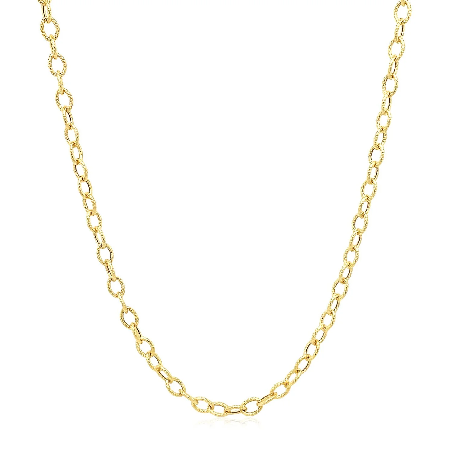 2.5mm 14k Yellow Gold Pendant Chain with Textured Links - Image 8
