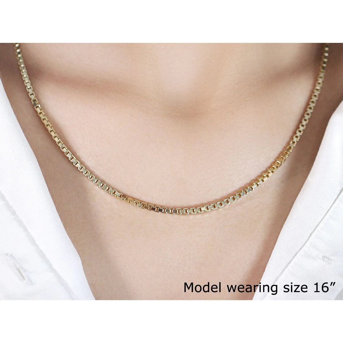 2.5mm 14k Yellow Gold Semi Solid Box Chain - Image 10