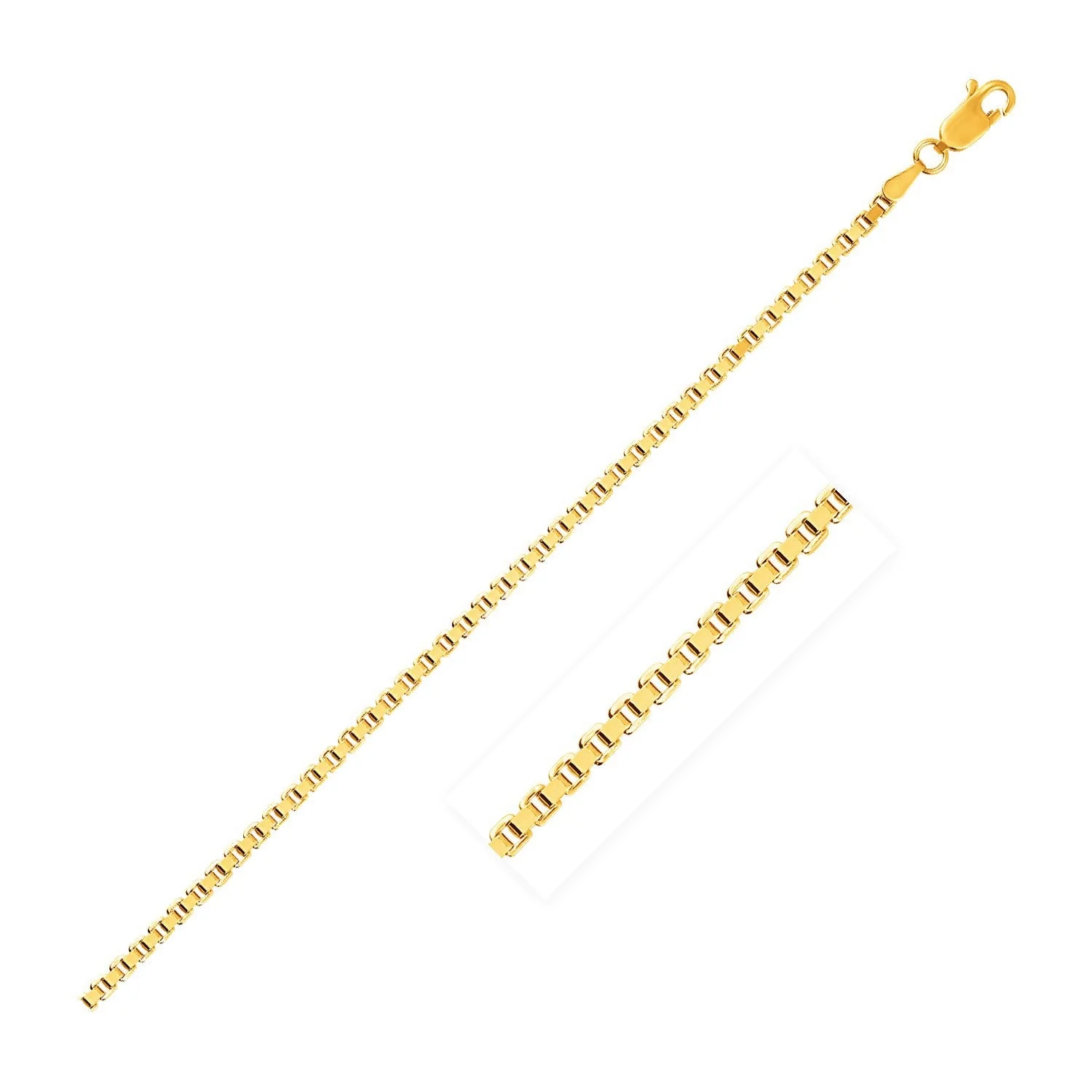 2.5mm 14k Yellow Gold Semi Solid Box Chain - Image 6