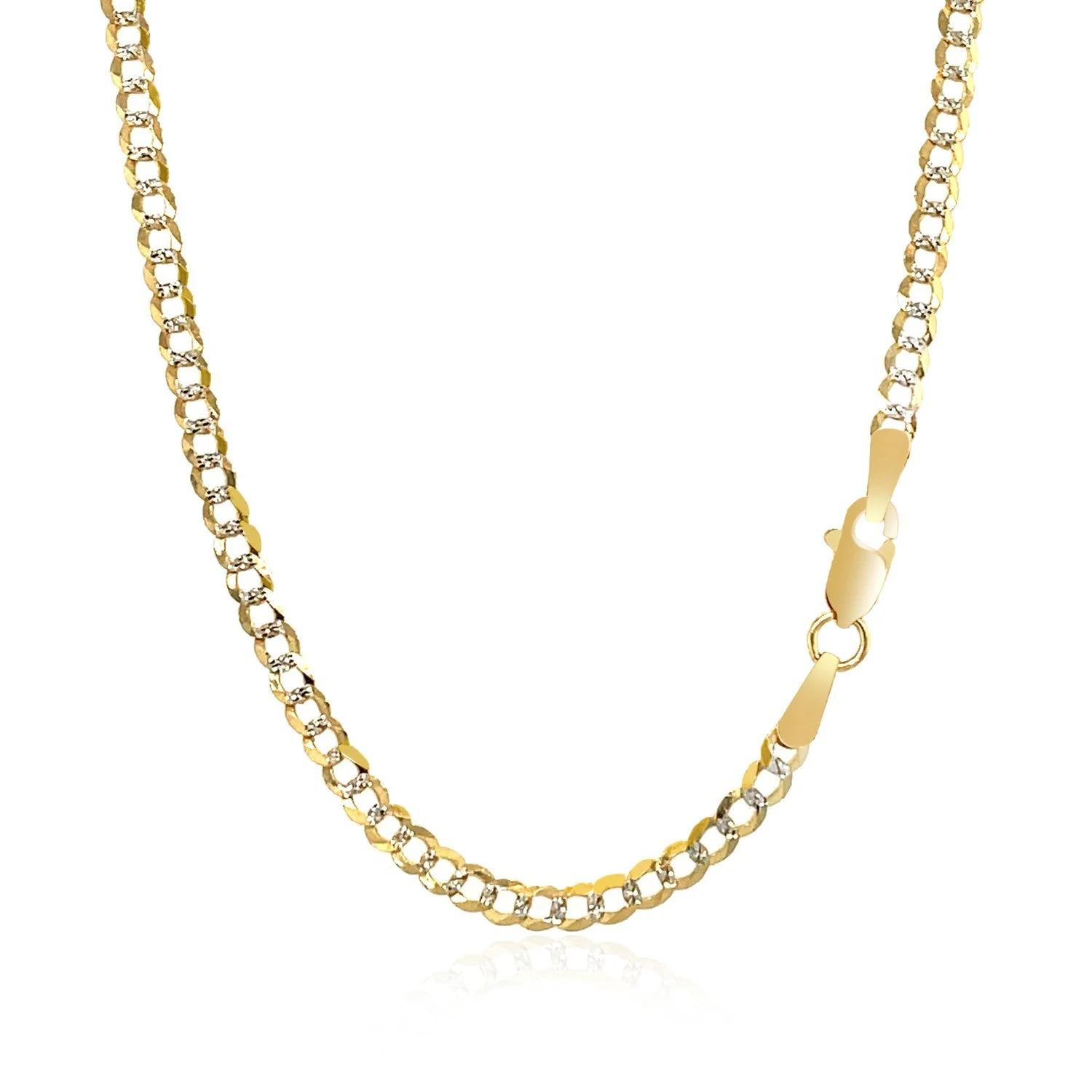 2.6 mm 14k Two Tone Gold Pave Curb Chain - Image 3