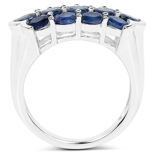 2.60 Carat Genuine Blue Sapphire .925 Sterling Silver Ring - Image 2
