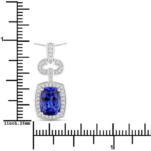 2.62 Carat Genuine Tanzanite and White Diamond 14K White Gold Pendant - Image 3