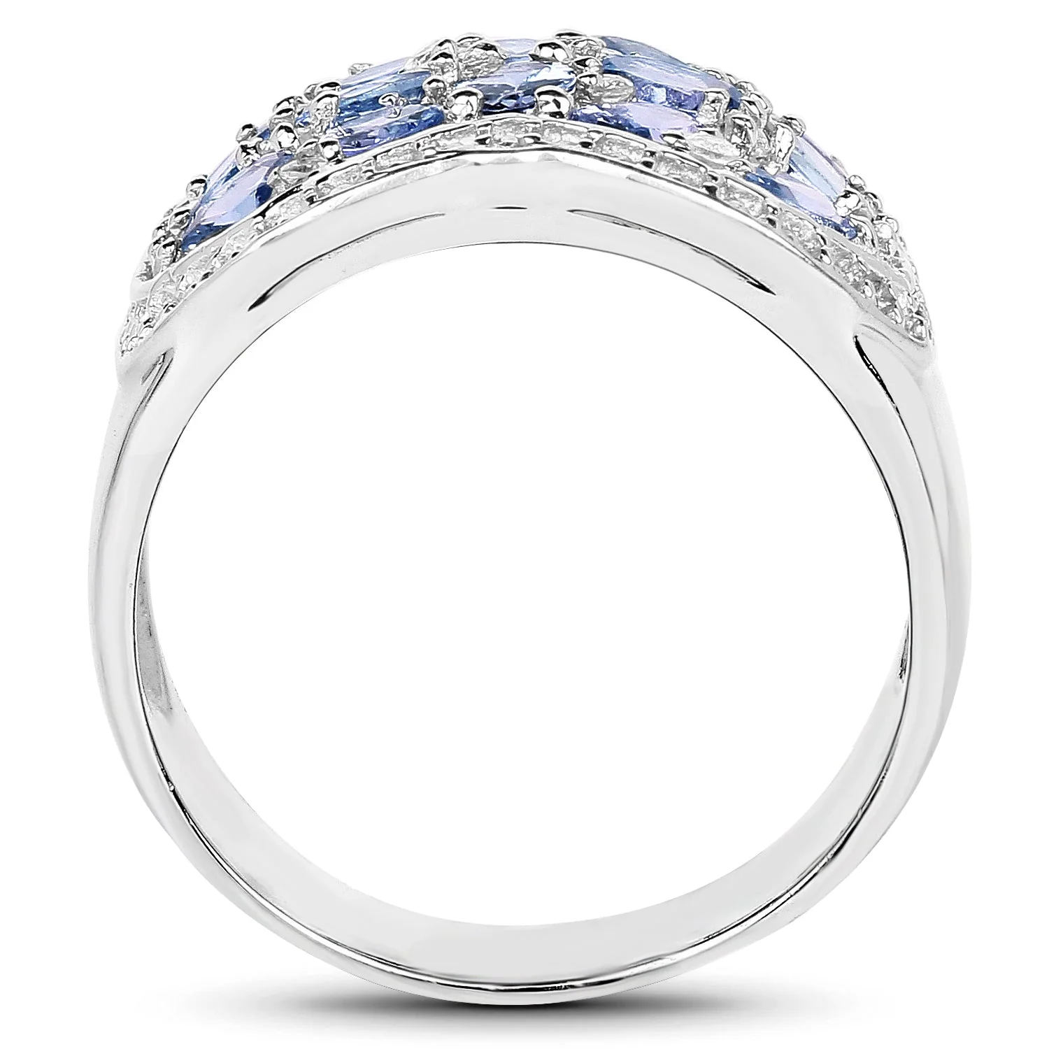 2.62 Carat Genuine Tanzanite and White Topaz .925 Sterling Silver Ring - Image 2