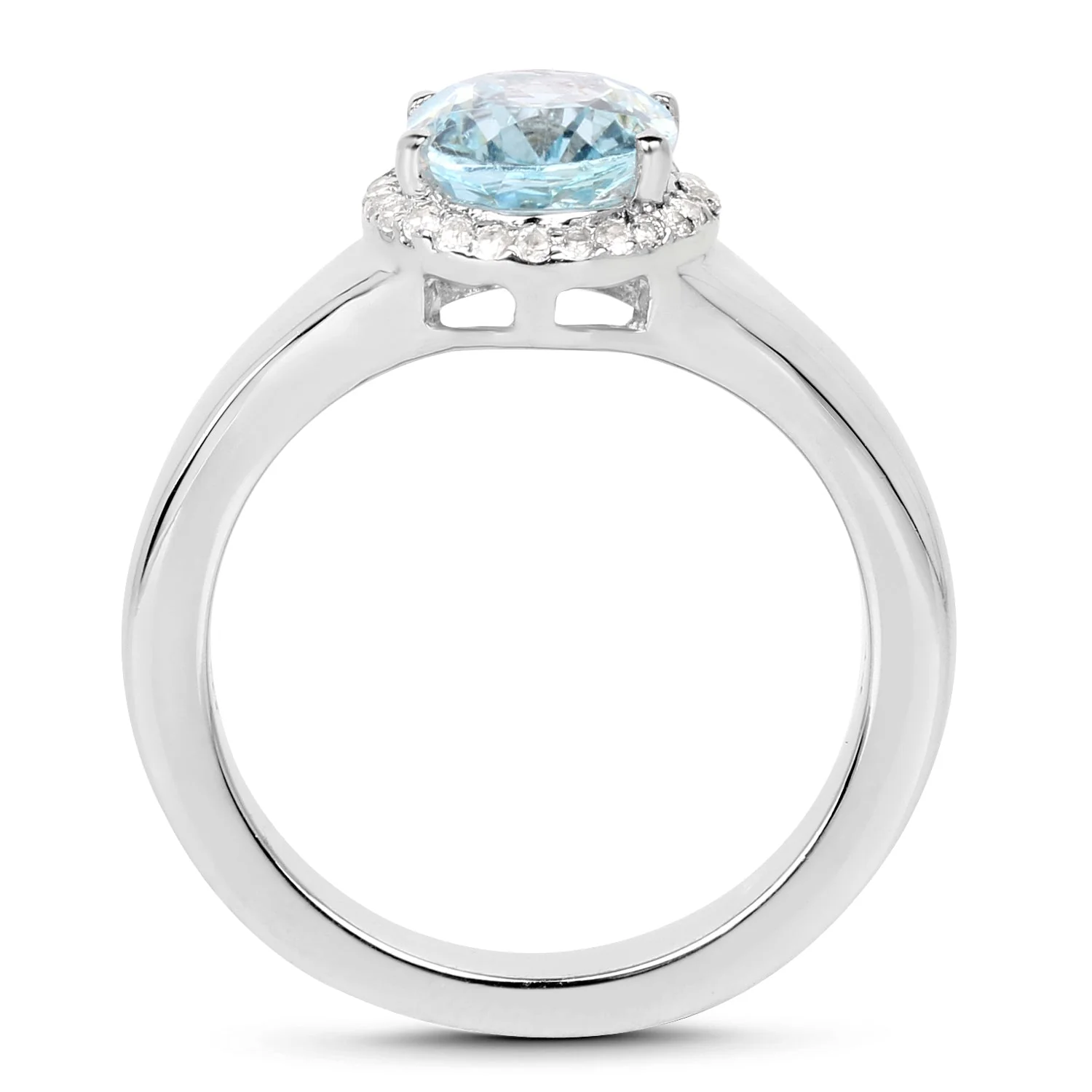 2.63 Carat Genuine Blue Topaz and White Topaz .925 Sterling Silver Ring - Image 2