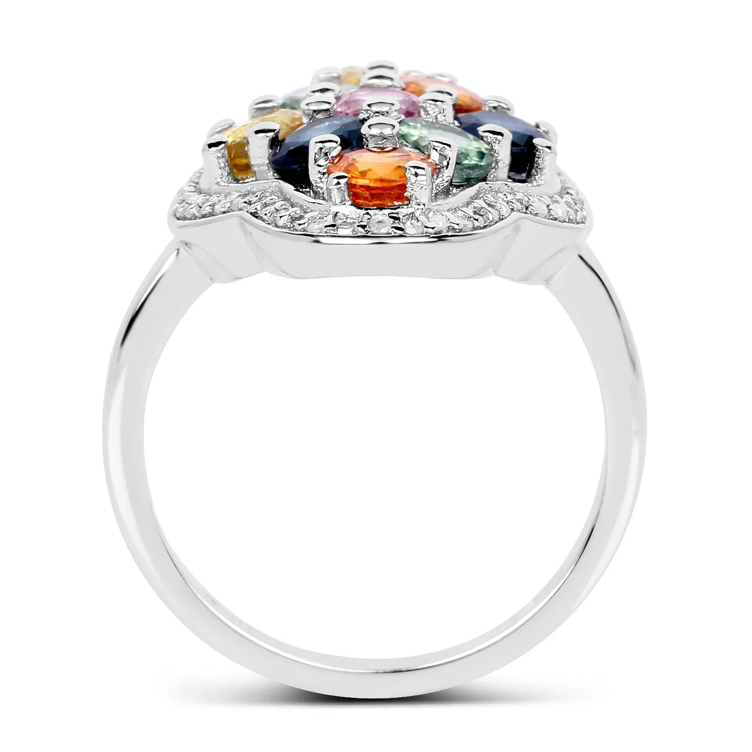 2.63 Carat Genuine Multi Sapphire .925 Sterling Silver Ring - Image 2