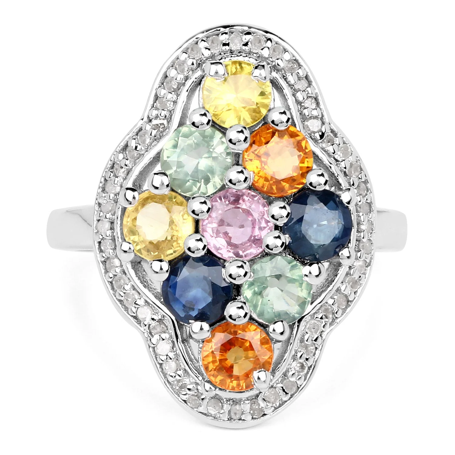 2.63 Carat Genuine Multi Sapphire .925 Sterling Silver Ring - Image 3