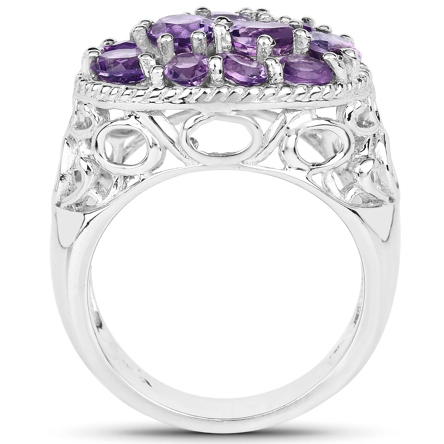 2.64 Carat Genuine Amethyst .925 Sterling Silver Ring - Image 2