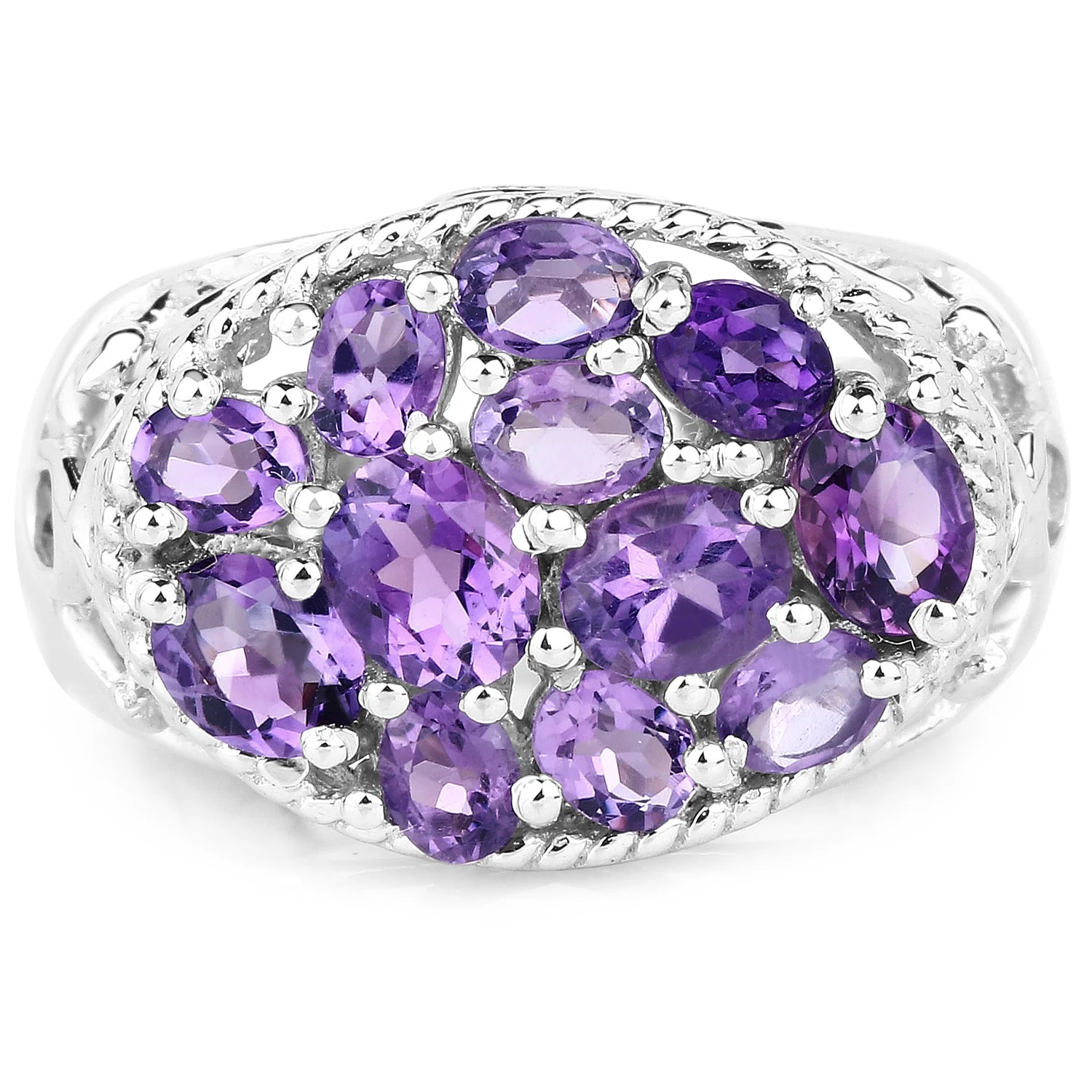 2.64 Carat Genuine Amethyst .925 Sterling Silver Ring - Image 3