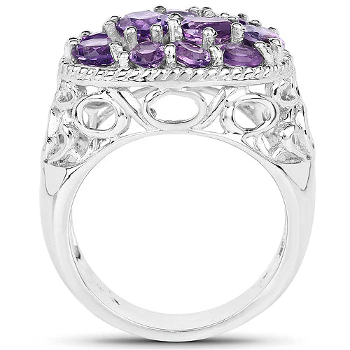 2.64 Carat Genuine Amethyst .925 Sterling Silver Ring - Image 5