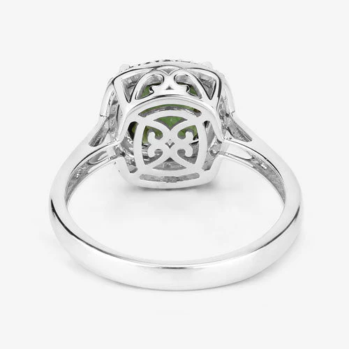 2.64 Carat Genuine Green Tourmaline and White Diamond 14K White Gold Ring - Image 13