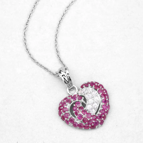 2.65 Carat Genuine Ruby and White Sapphire .925 Sterling Silver Pendant - Image 10