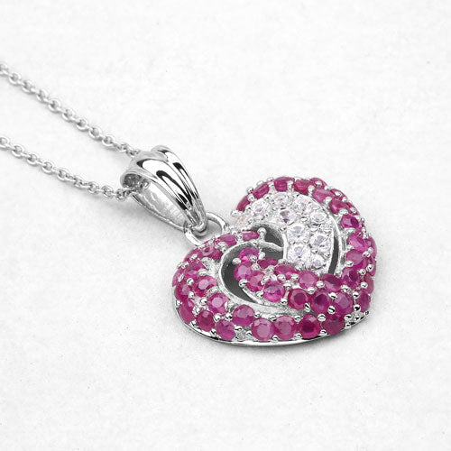2.65 Carat Genuine Ruby and White Sapphire .925 Sterling Silver Pendant - Image 8