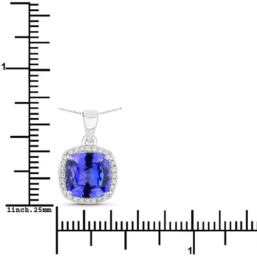 2.65 Carat Genuine Tanzanite and White Diamond 14K White Gold Pendant - Image 3