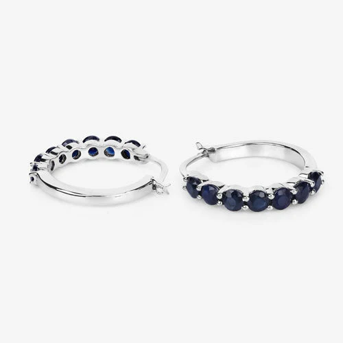 2.66 Carat Genuine Blue Sapphire .925 Sterling Silver Earrings - Image 11