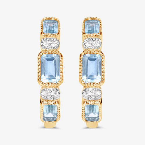 2.66 Carat Genuine Blue Topaz and White Topaz .925 Sterling Silver Earrings - Image 11