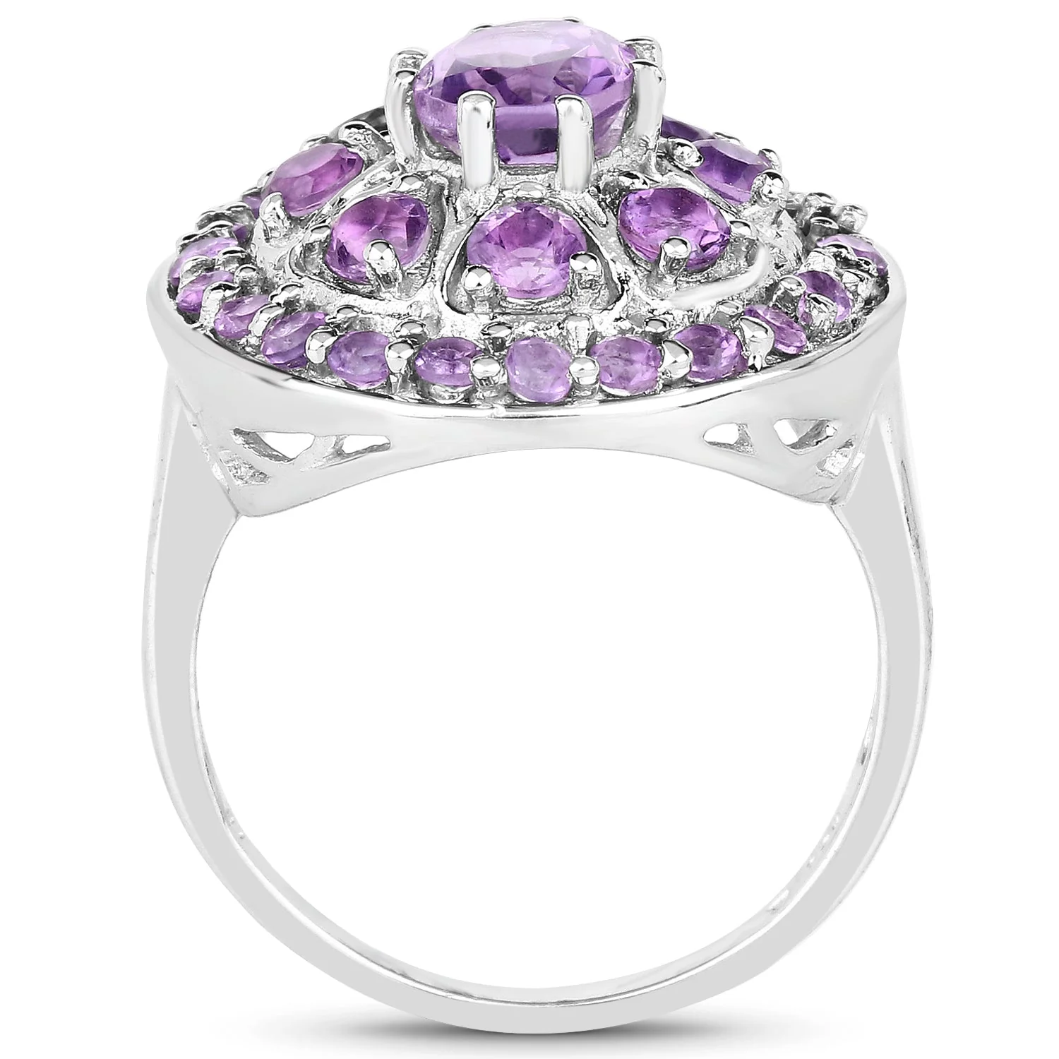 2.67 Carat Genuine Amethyst .925 Sterling Silver Ring - Image 2