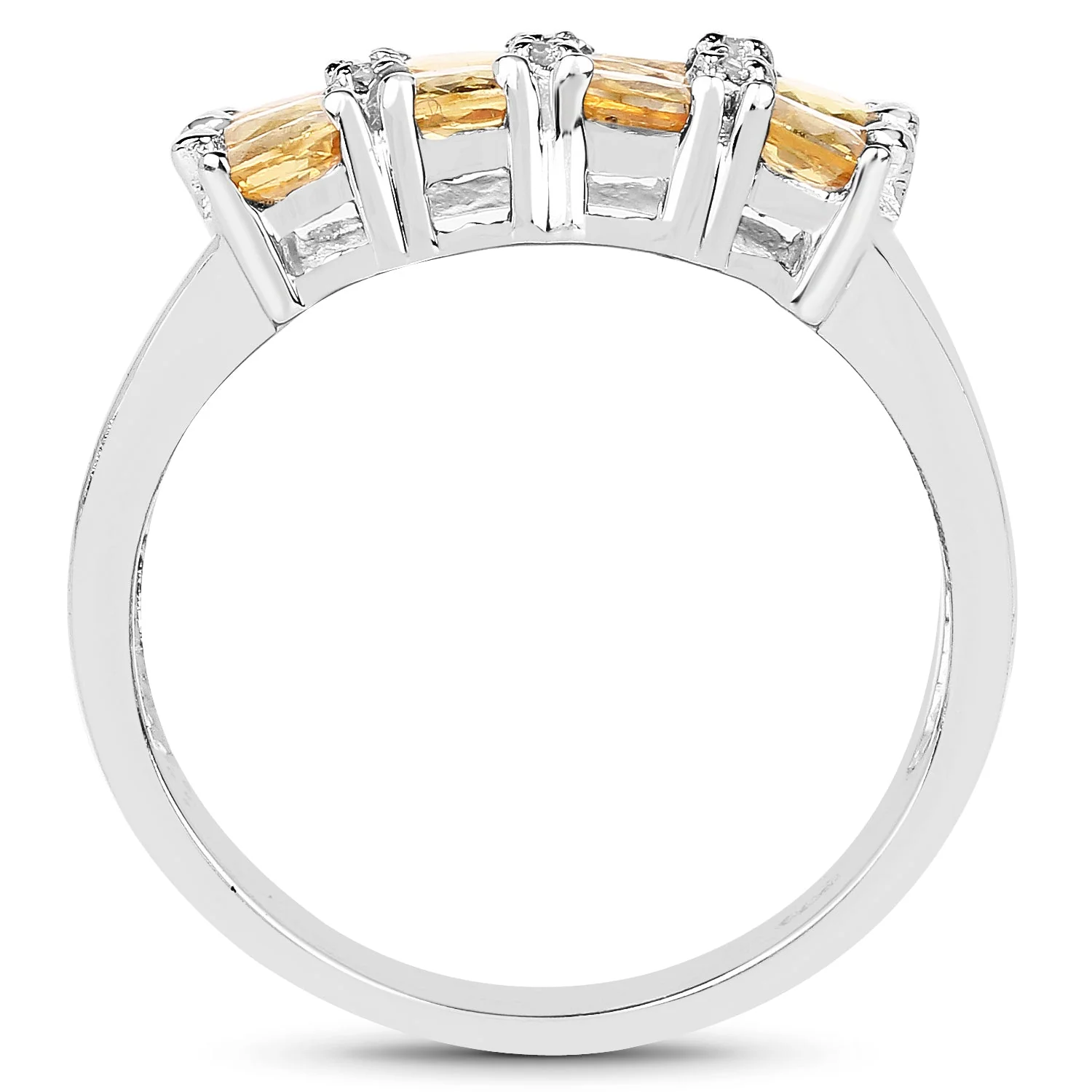 2.67 Carat Genuine Yellow Sapphire and White Diamond .925 Sterling Silver Ring - Image 2