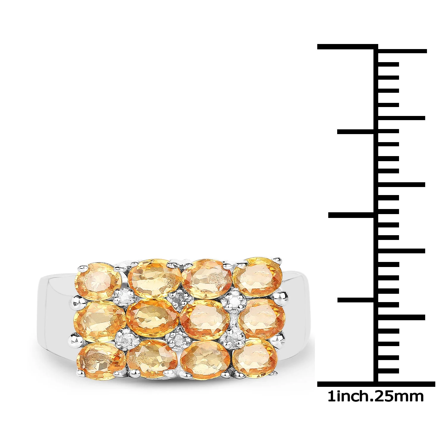 2.67 Carat Genuine Yellow Sapphire and White Diamond .925 Sterling Silver Ring - Image 3