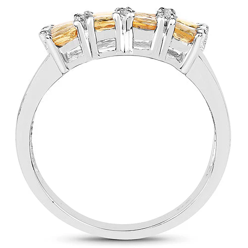 2.67 Carat Genuine Yellow Sapphire and White Diamond .925 Sterling Silver Ring - Image 6