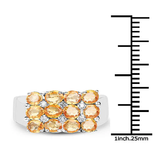 2.67 Carat Genuine Yellow Sapphire and White Diamond .925 Sterling Silver Ring - Image 7