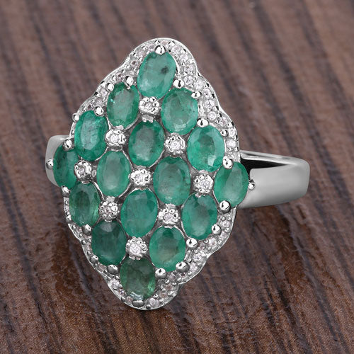 2.68 Carat Genuine Zambian Emerald and White Zircon .925 Sterling Silver Ring - Image 13
