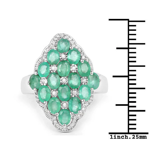 2.68 Carat Genuine Zambian Emerald and White Zircon .925 Sterling Silver Ring - Image 7