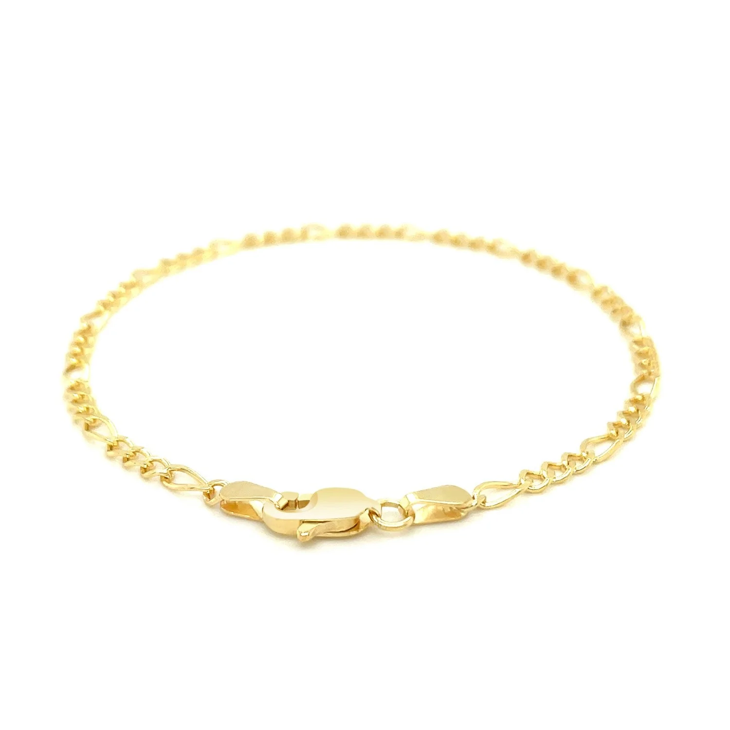 2.6mm 10k Yellow Gold Link Figaro Bracelet - Image 7