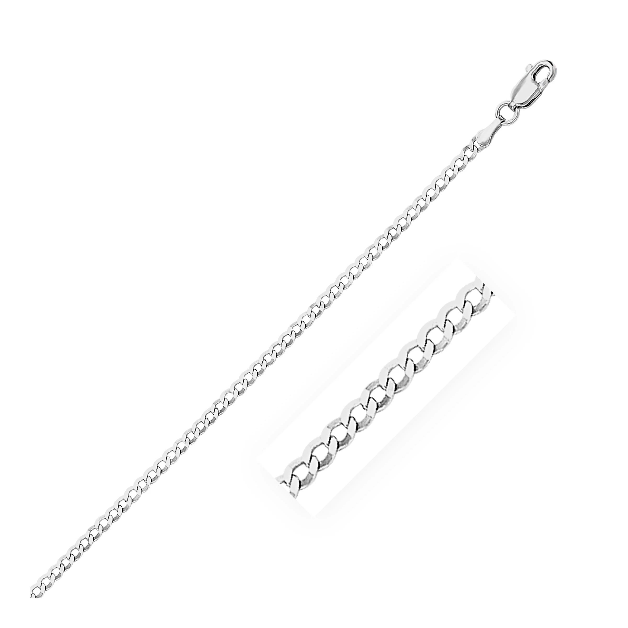 2.6mm 14k White Gold Solid Curb Chain - Image 4