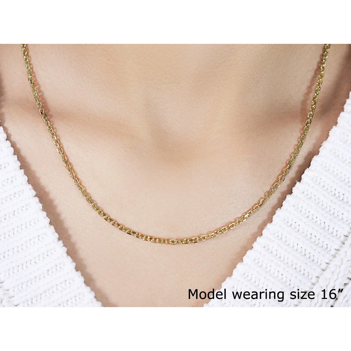 2.6mm 14k Yellow Gold Diamond Cut Cable Link Chain - Image 5