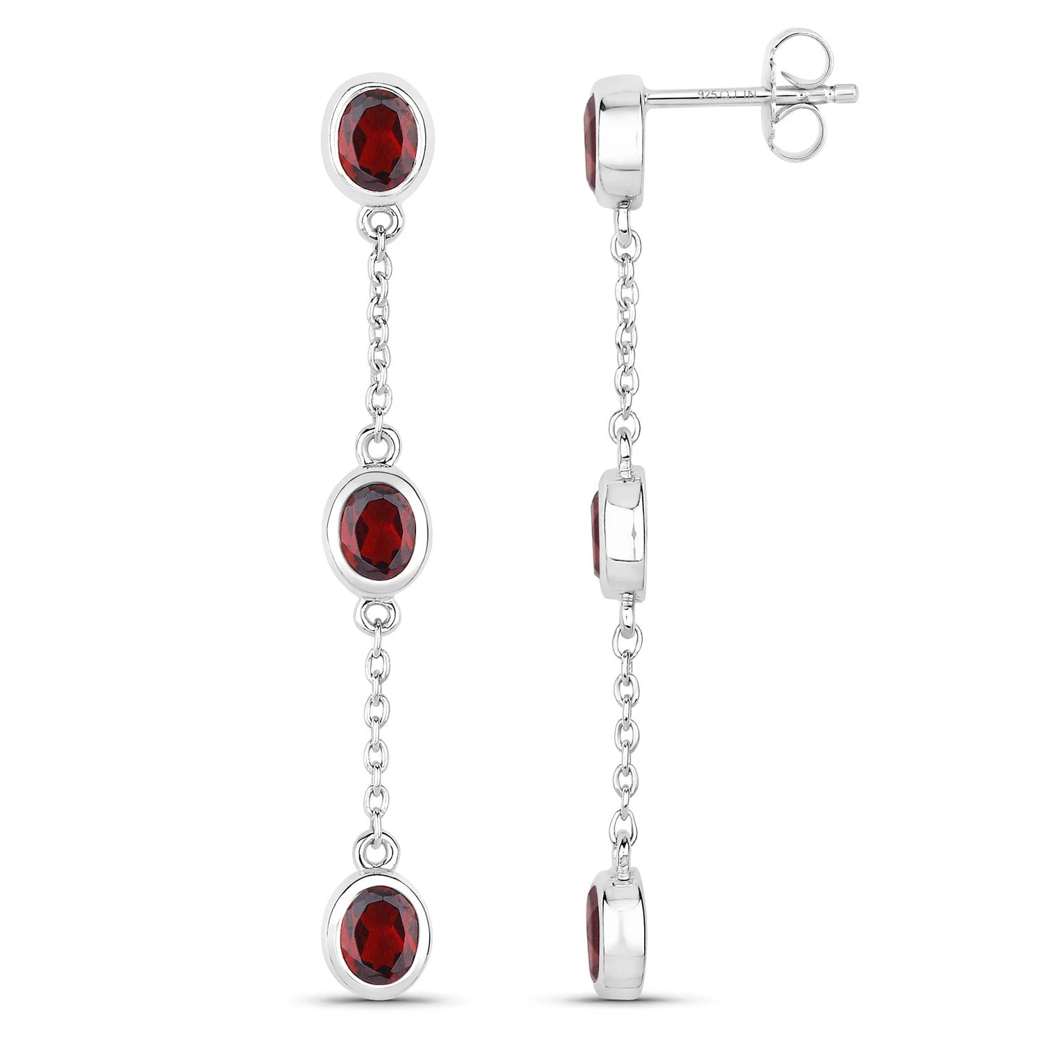 2.70 Carat Genuine Garnet .925 Sterling Silver Earrings - Image 2