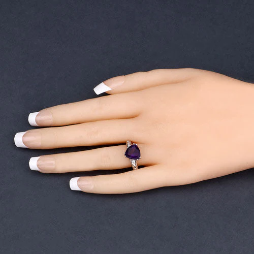 2.71 Carat Genuine Amethyst and White Topaz .925 Sterling Silver Ring - Image 14