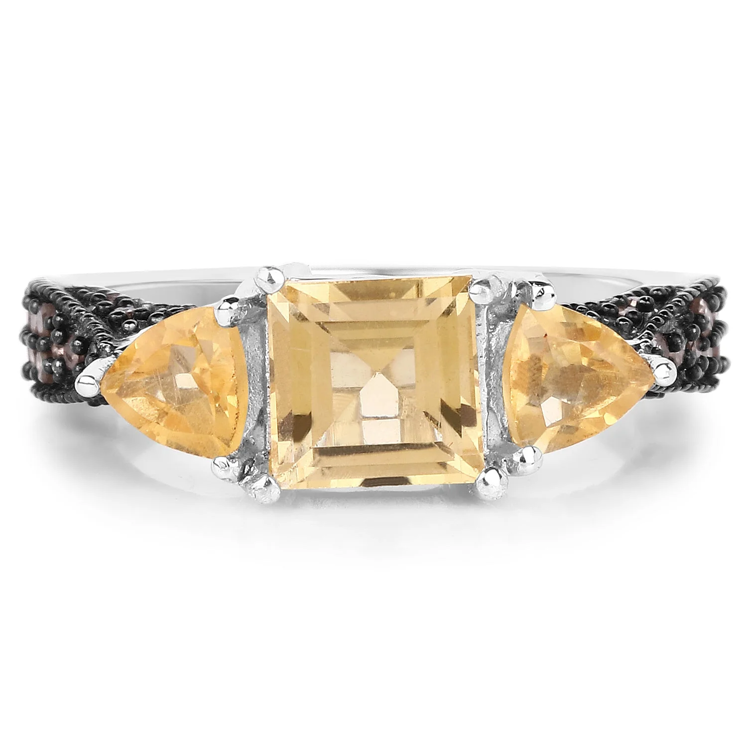 2.71 Carat Genuine Citrine and Champagne Diamond .925 Sterling Silver Ring - Image 3