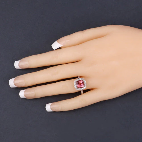 2.71 Carat Genuine Royal Pink Tourmaline and White Diamond 14K Yellow Gold Ring - Image 14