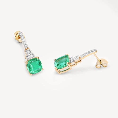 2.72 Carat Genuine Ethiopian Emerald and White Diamond 14K Yellow Gold Earrings - Image 9