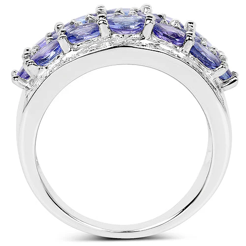 2.72 Carat Genuine Tanzanite .925 Sterling Silver Ring - Image 2