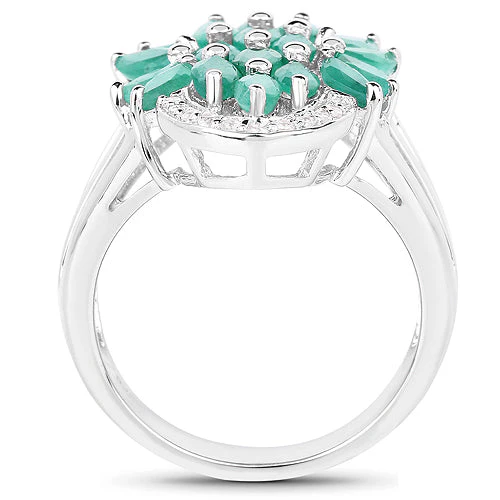 2.74 Carat Genuine Emerald and White Topaz .925 Sterling Silver Ring - Image 5
