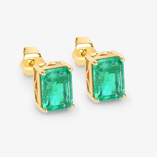 2.75 Carat Genuine Ethiopian Emerald 14K Yellow Gold Earrings - Image 6