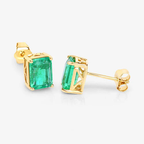 2.75 Carat Genuine Ethiopian Emerald 14K Yellow Gold Earrings - Image 8