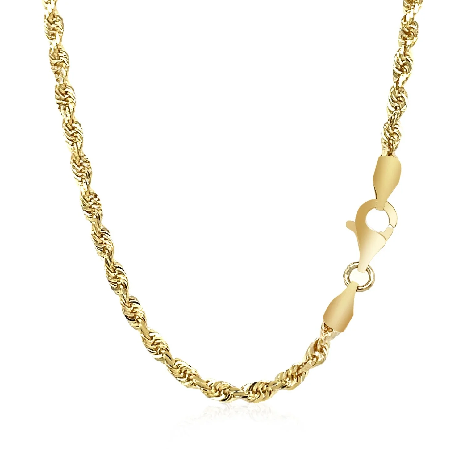 2.75mm 14k Yellow Gold Solid Diamond Cut Rope Chain - Image 9