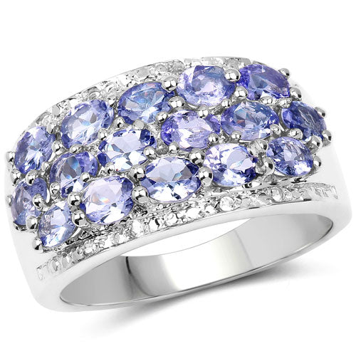 2.76 Carat Genuine Tanzanite and White Topaz .925 Sterling Silver Ring - Image 5