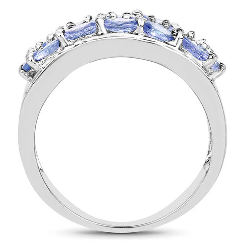 2.76 Carat Genuine Tanzanite and White Topaz .925 Sterling Silver Ring - Image 6