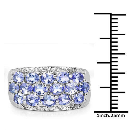 2.76 Carat Genuine Tanzanite and White Topaz .925 Sterling Silver Ring - Image 7