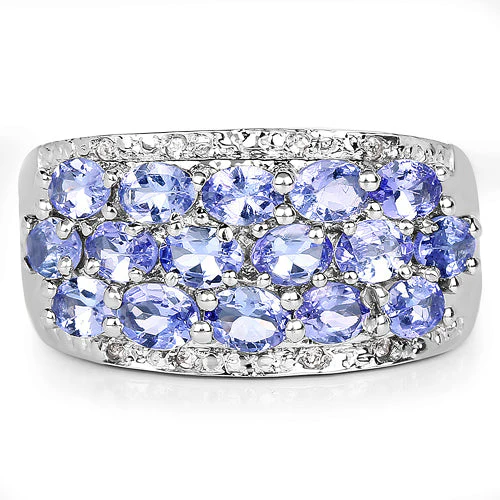 2.76 Carat Genuine Tanzanite and White Topaz .925 Sterling Silver Ring - Image 8