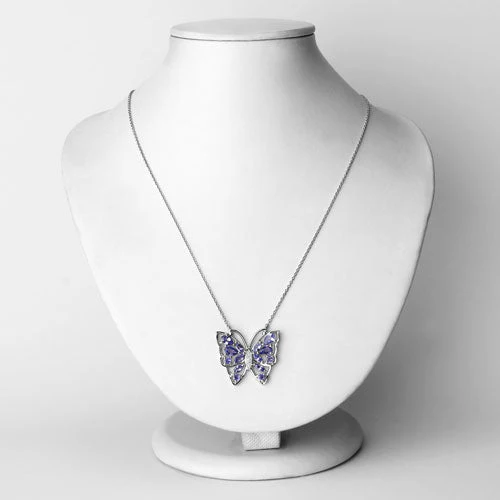 2.76 Carat Genuine Tanzanite and White Zircon .925 Sterling Silver Necklace - Image 6