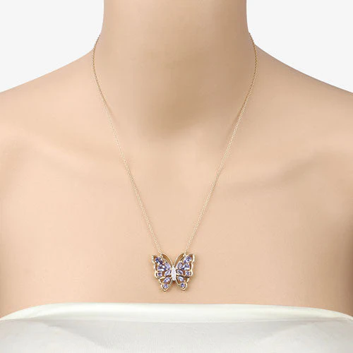 2.76 Carat Genuine Tanzanite and White Zircon .925 Sterling Silver Necklace - Image 10