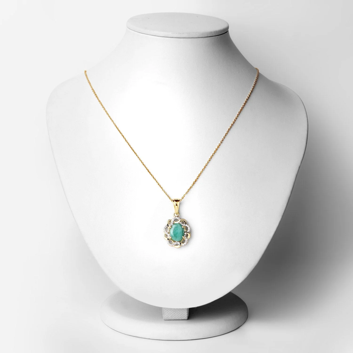 2.78 Carat Genuine Emerald and White Topaz .925 Sterling Silver Pendant - Image 2