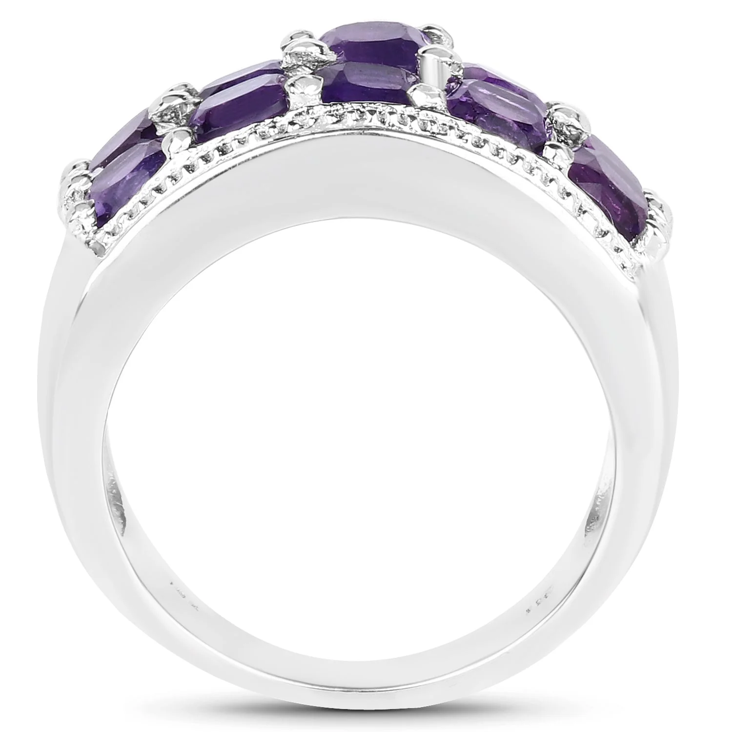2.80 Carat Genuine Amethyst .925 Sterling Silver Ring - Image 2